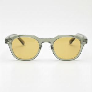 April Night Driving Glasses (Yellow Tint) - Transparent green Geometric TR90 Frame