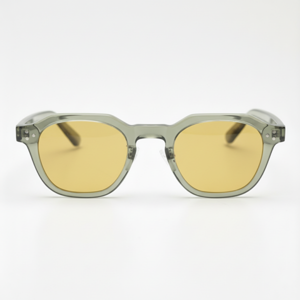 April Night Driving Glasses (Yellow Tint) - Transparent green Geometric TR90 Frame