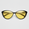 Carol Night Driving Glasses (Yellow Tint) - Glossy black Cat-eye TR90 Frame