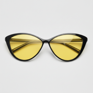 Carol Night Driving Glasses (Yellow Tint) - Glossy black Cat-eye TR90 Frame
