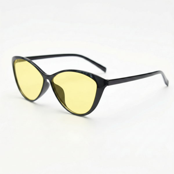 Carol Night Driving Glasses (Yellow Tint) - Glossy black Cat-eye TR90 Frame