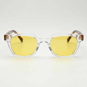Dana Night Driving Glasses (Yellow Tint) - Clear Square Acetate Frame