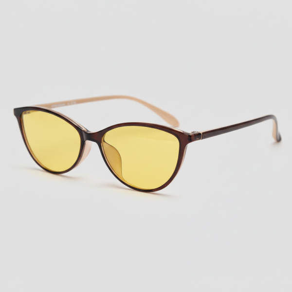 Dawn Night Driving Glasses (Yellow Tint)- Red Cat-eye TR90 Frame