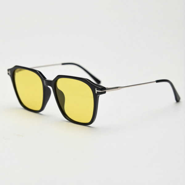 Elma Night Driving Glasses (Yellow Tint) - Black Rectangle TR90 Frame