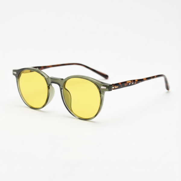 Ida lunettes de conduite de nuit (verres jaunes) - monture Ronde Verte en TR90