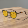 Ida Night Driving Glasses (Yellow Tint) - Green Round TR90 Frame