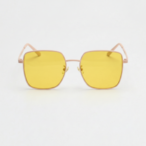 Jade Night Driving Glasses (Yellow Tint) - Gold Square Metal Frame