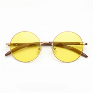 Jo Night Driving Glasses (Yellow Tint) - Gold Round Metal Frame
