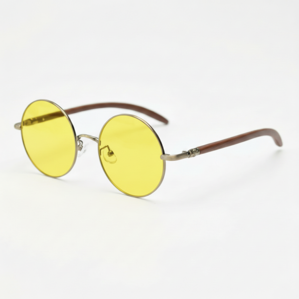 Jo Night Driving Glasses (Yellow Tint) - Gold Round Metal Frame