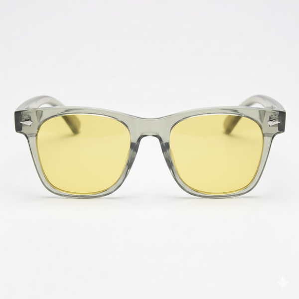 Julie Night Driving Glasses (Yellow Tint) - Green Rectangle TR90 Frame