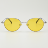 June Night Driving Glasses (Yellow Tint) - Silver Round Stainless steel Frame