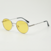 June Night Driving Glasses (Yellow Tint) - Silver Round Stainless steel Frame