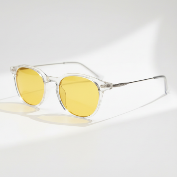 lora-yellow-tinted-lens-night-driving-glasses-clear-round-tr90-frame-side-view_fc5f9192-4ef7-4b77-8f9b-13698fb95d04 Lora yöajoihin tarkoitetut silmälasit (keltainen sävy) - Pyöreä Clear -kehys, TR90