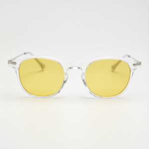 Lora Night Driving Glasses (Yellow Tint) - Clear Round TR90 Frame