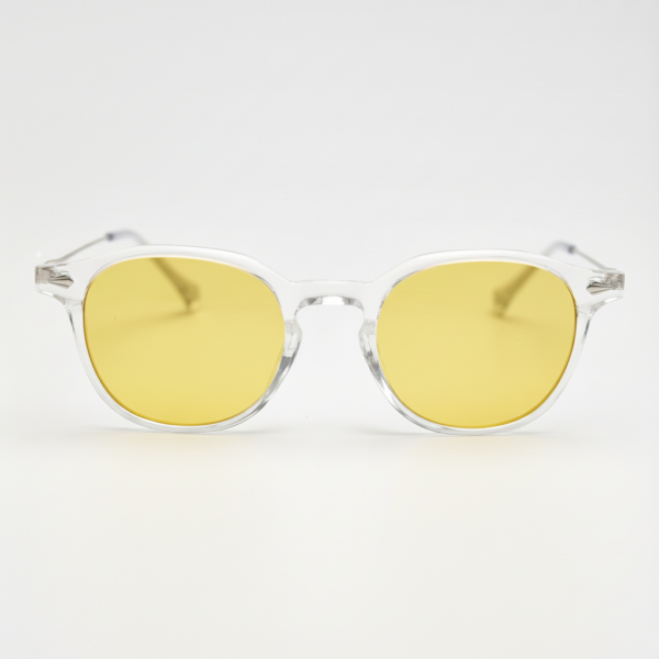 Lora Night Driving Glasses (Yellow Tint) - Clear Round TR90 Frame