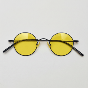 LVY Night Driving Glasses (Yellow Tint) - Matte black Round Titanium Frame