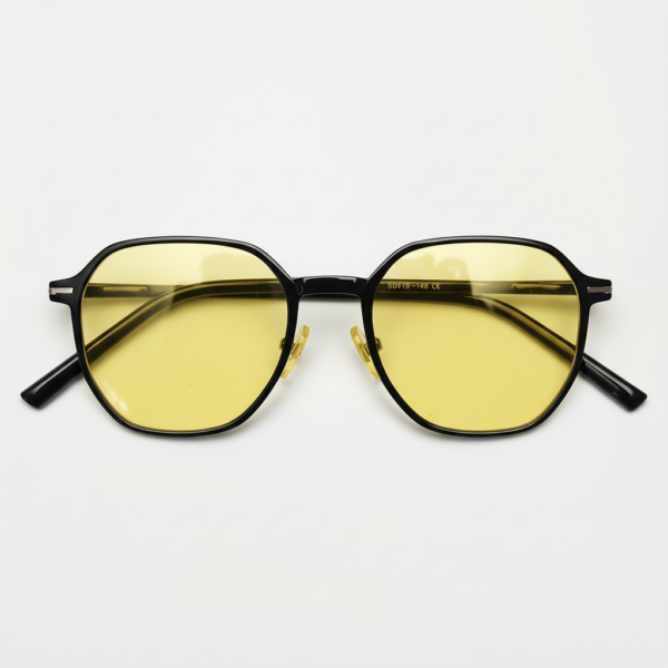 Nina Night Driving Glasses (Yellow Tint) - Black Square TR90 Frame