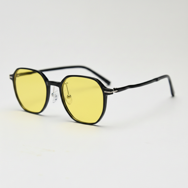 Nina Night Driving Glasses (Yellow Tint) - Black Square TR90 Frame
