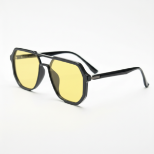Poppy Nachtfahrbrille (gelbe Tönung) - Glänzend schwarz Geometrisch TR90-Fassung