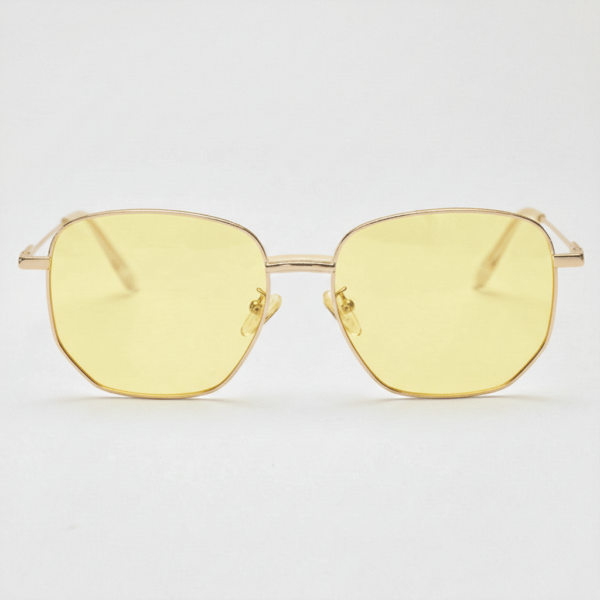 Ruth Night Driving Glasses (Yellow Tint)- Gold Geometric Metal Frame