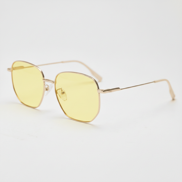 Ruth Night Driving Glasses (Yellow Tint)- Gold Geometric Metal Frame