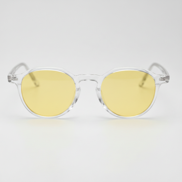 Susan Night Driving Glasses (Yellow Tint) - Clear Geometric TR90 Frame