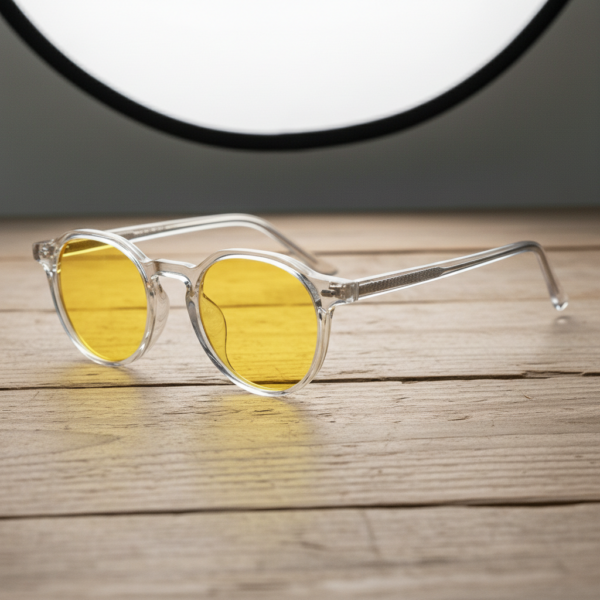 Susan Night Driving Glasses (Yellow Tint) - Clear Geometric TR90 Frame