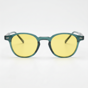 Tina Night Driving Glasses (Yellow Tint) - Green Round TR90 Frame