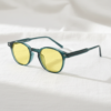 Tina Night Driving Glasses (Yellow Tint) - Green Round TR90 Frame