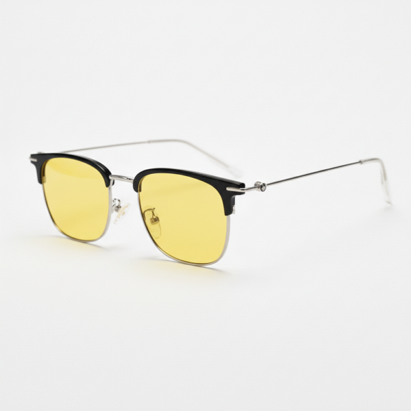 Vicky Night Driving Glasses (Yellow Tint) - Silver Browline TR90 Frame