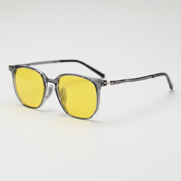 Yetta Night Driving Glasses (Yellow Tint) - Transparent gray Geometric TR90 Frame