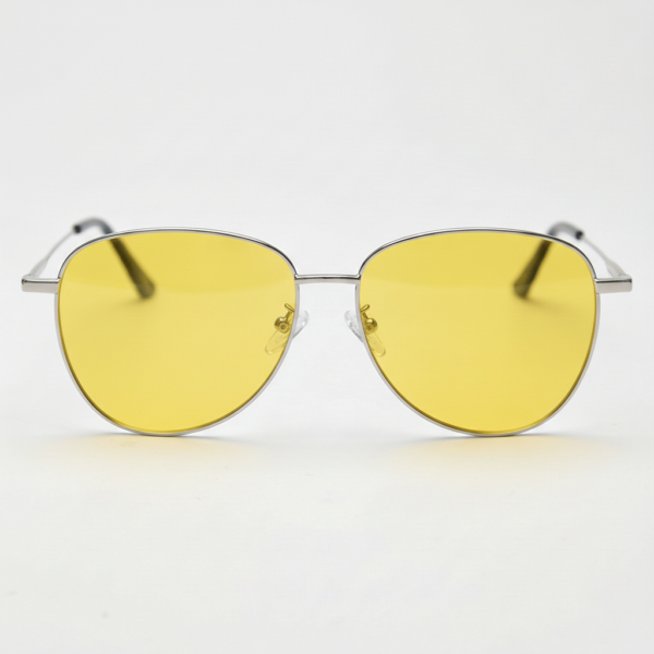 Zoe lunettes de conduite de nuit (verres jaunes) - monture Aviateur Argentée en métal