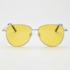 Zoe Night Driving Glasses (Yellow Tint) - Silver Aviator Metal Frame