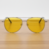 Zoe Night Driving Glasses (Yellow Tint) - Silver Aviator Metal Frame