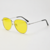 Zoe Night Driving Glasses (Yellow Tint) - Silver Aviator Metal Frame