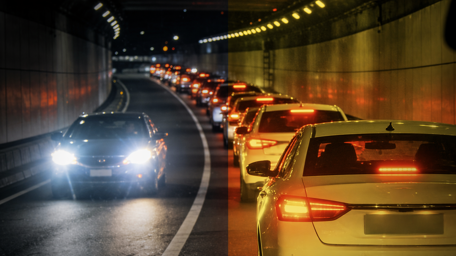 Headlight glare comparison at night
