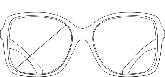 Glasses size diagram front view